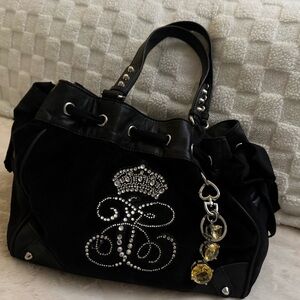 Juicy Couture Black Shoulder Bag with Silver Accents
